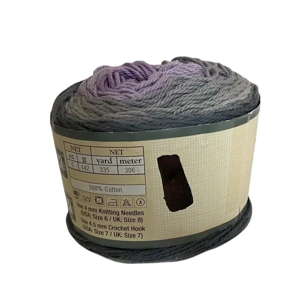 Yarn Bee Sugarwheel Cotton Yarn Honey It's Homemade Gray Purple 5oz 335 Yards